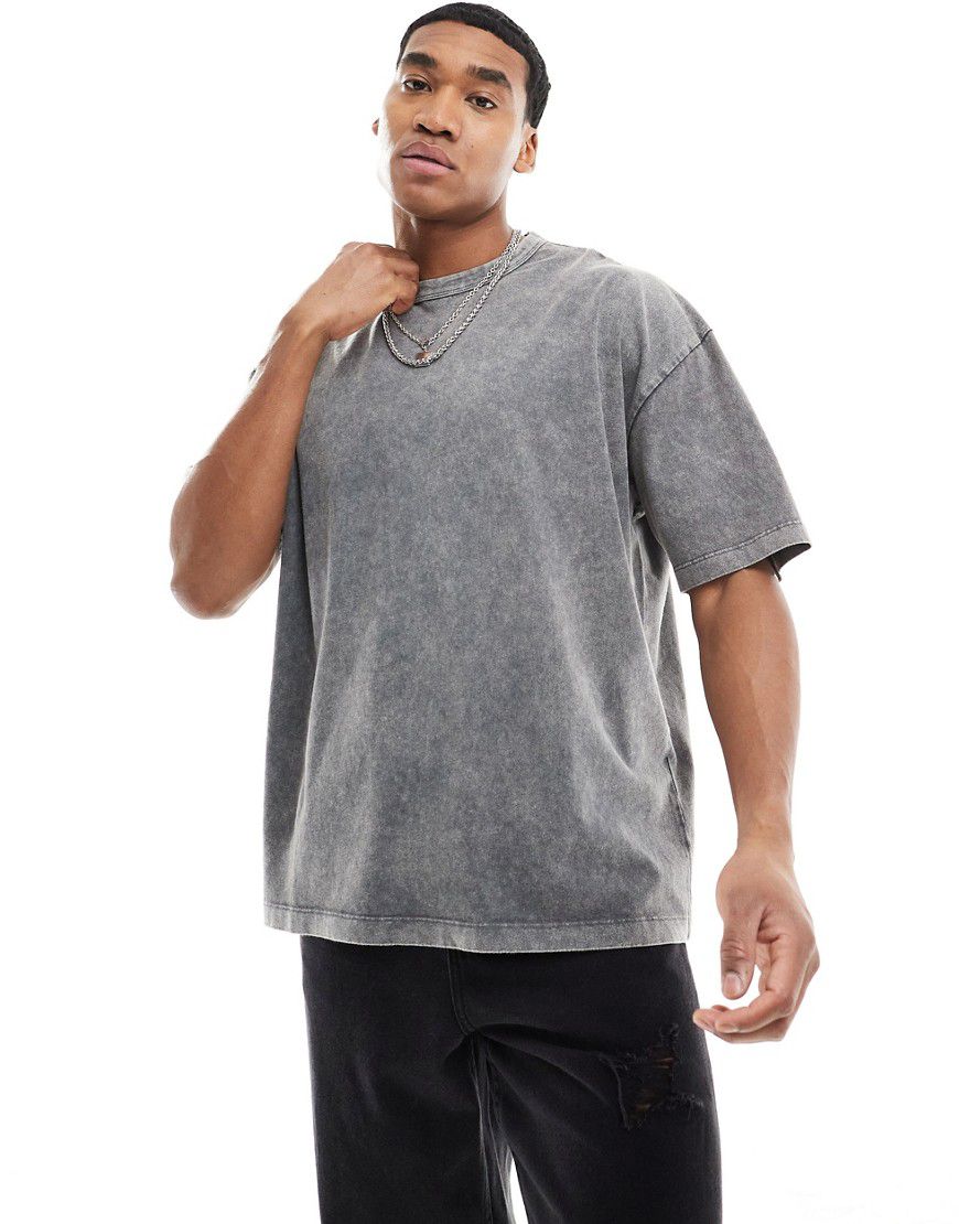T-shirt pesante oversize grigio slavato - ASOS DESIGN - Modalova