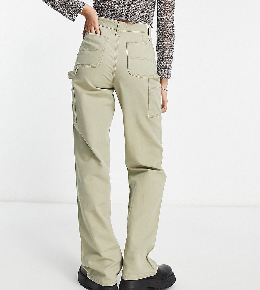 ASOS DESIGN Tall - Pantaloni minimal cargo kaki con cuciture a contrasto - ASOS Tall - Modalova