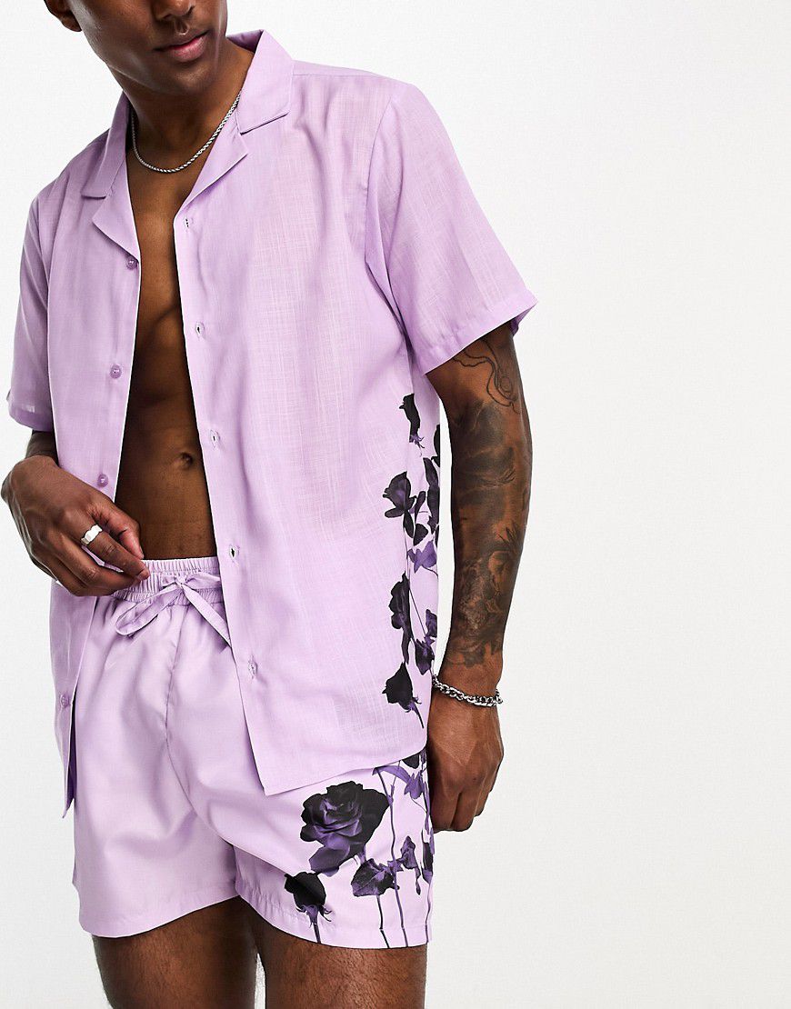 Camicia da spiaggia con stampa di rose - Bolongaro Trevor - Modalova
