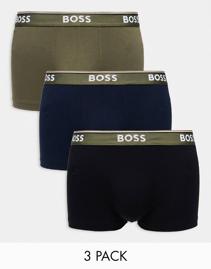 Power - Confezione da 3 boxer aderenti neri, verdi e blu - BOSS Bodywear - Modalova