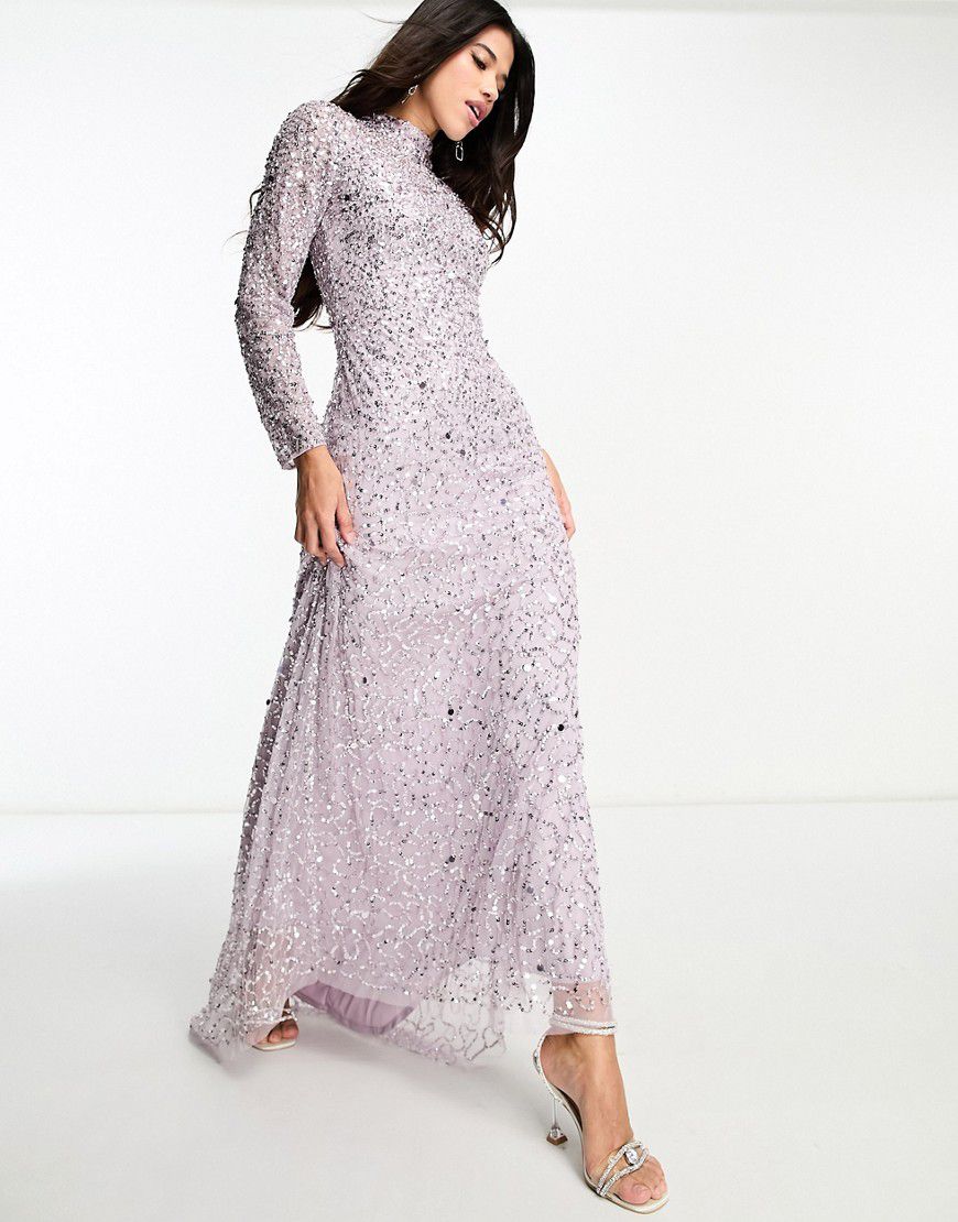 Vestito lungo da damigella color lavanda con decorazione - Beauut - Modalova