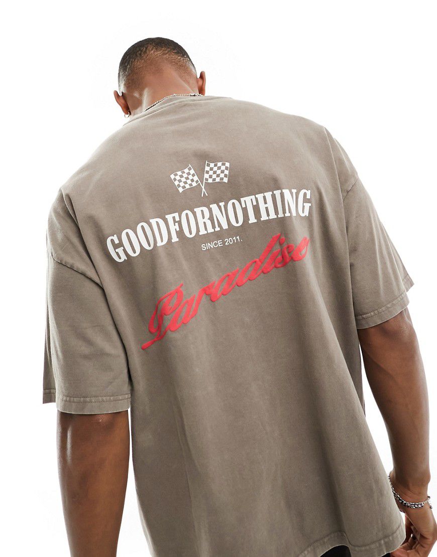 T-shirt oversize con stampa stile motocross color talpa - Good For Nothing - Modalova