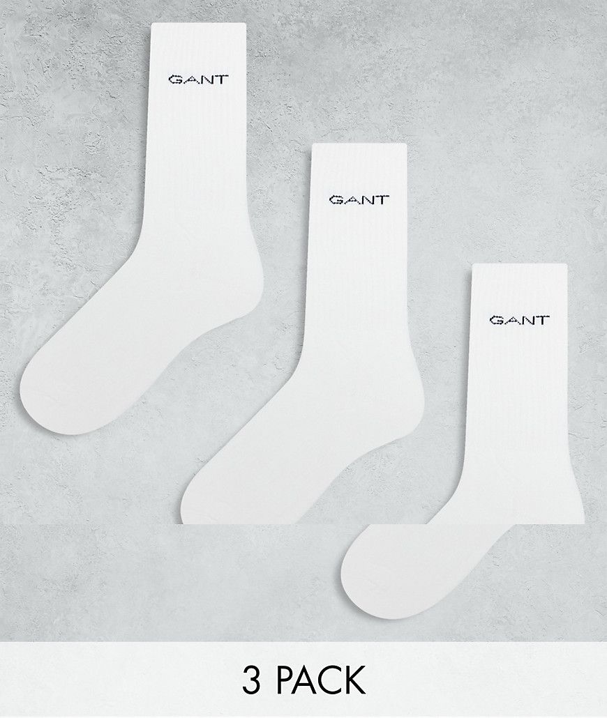 Confezione da 3 paia di calzini sportivi bianchi con logo - Gant - Modalova