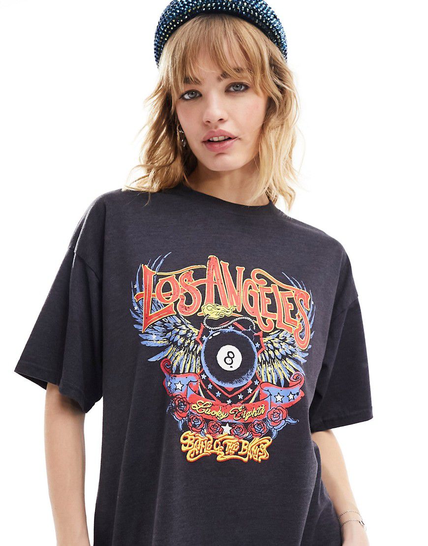 T-Shirt oversize slavato con stampa grafica di Los Angeles - Daisy Street - Modalova