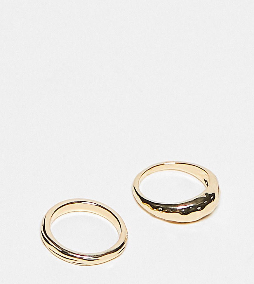 Confezione da 2 anelli a fascia color - DesignB London - Modalova