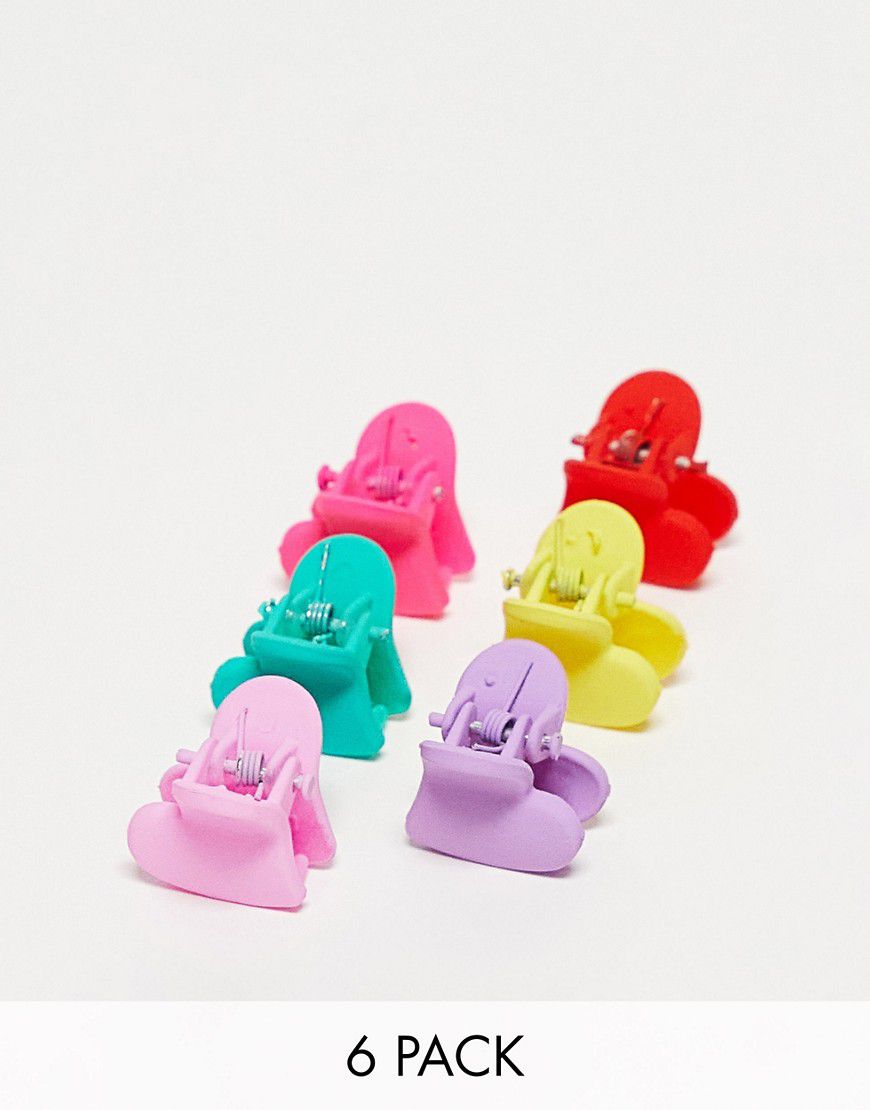 Confezione multipack di mollette mini in colori vivaci a forma di cuori - DesignB London - Modalova
