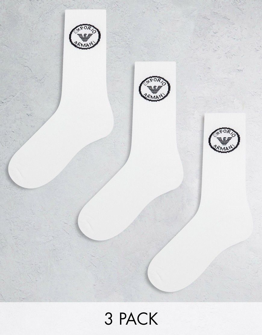 Bodywear - Confezione da 3 paia di calzini sportivi bianchi con logo - Emporio Armani - Modalova