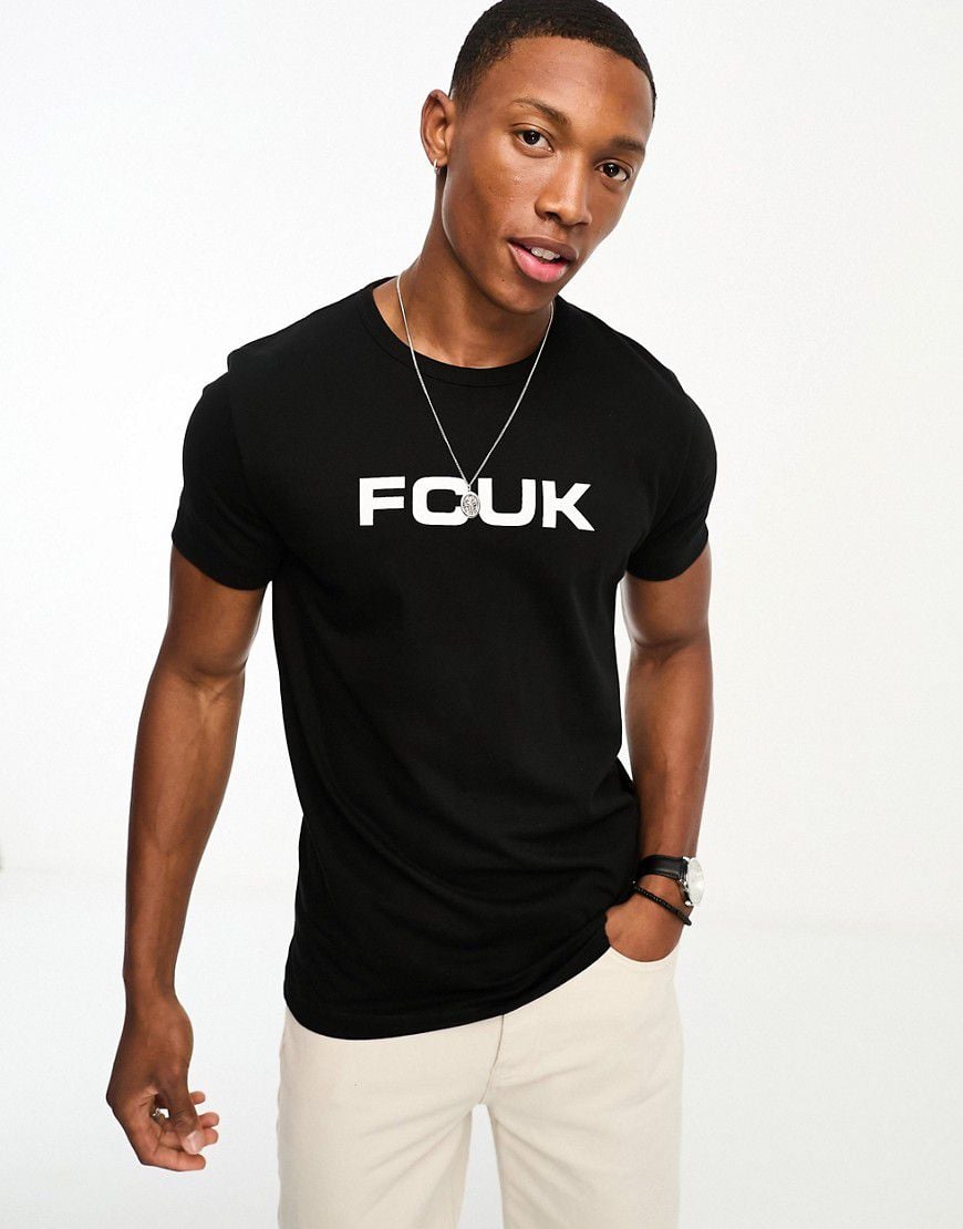 FCUK - T-shirt nera con logo-Nero - French Connection - Modalova