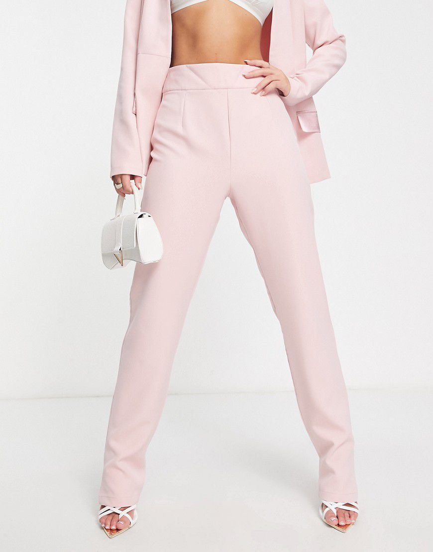 Pantaloni sartoriali rosa chiaro in coordinato - Femme Luxe - Modalova