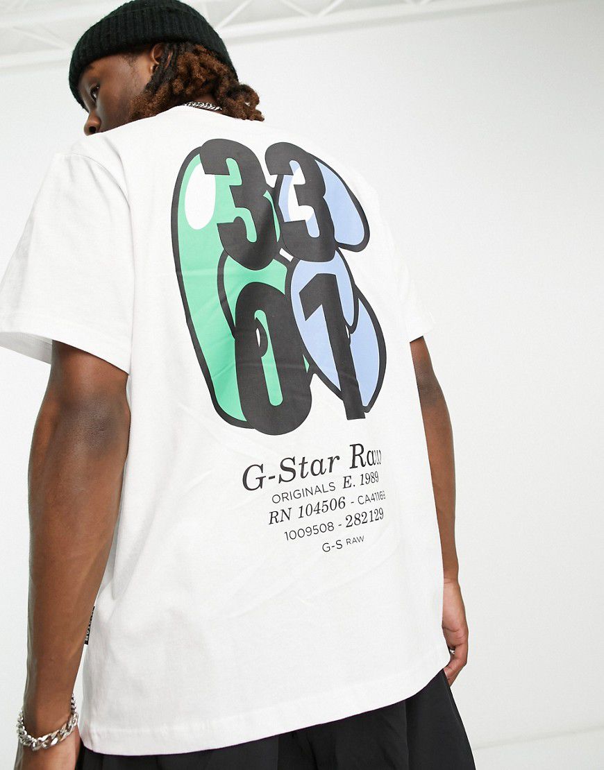 T-shirt oversize bianca con stampa sul retro - G-Star - Modalova