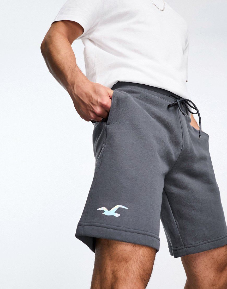 Pantaloncini della tuta grigi da 9" con logo laminato - Hollister - Modalova