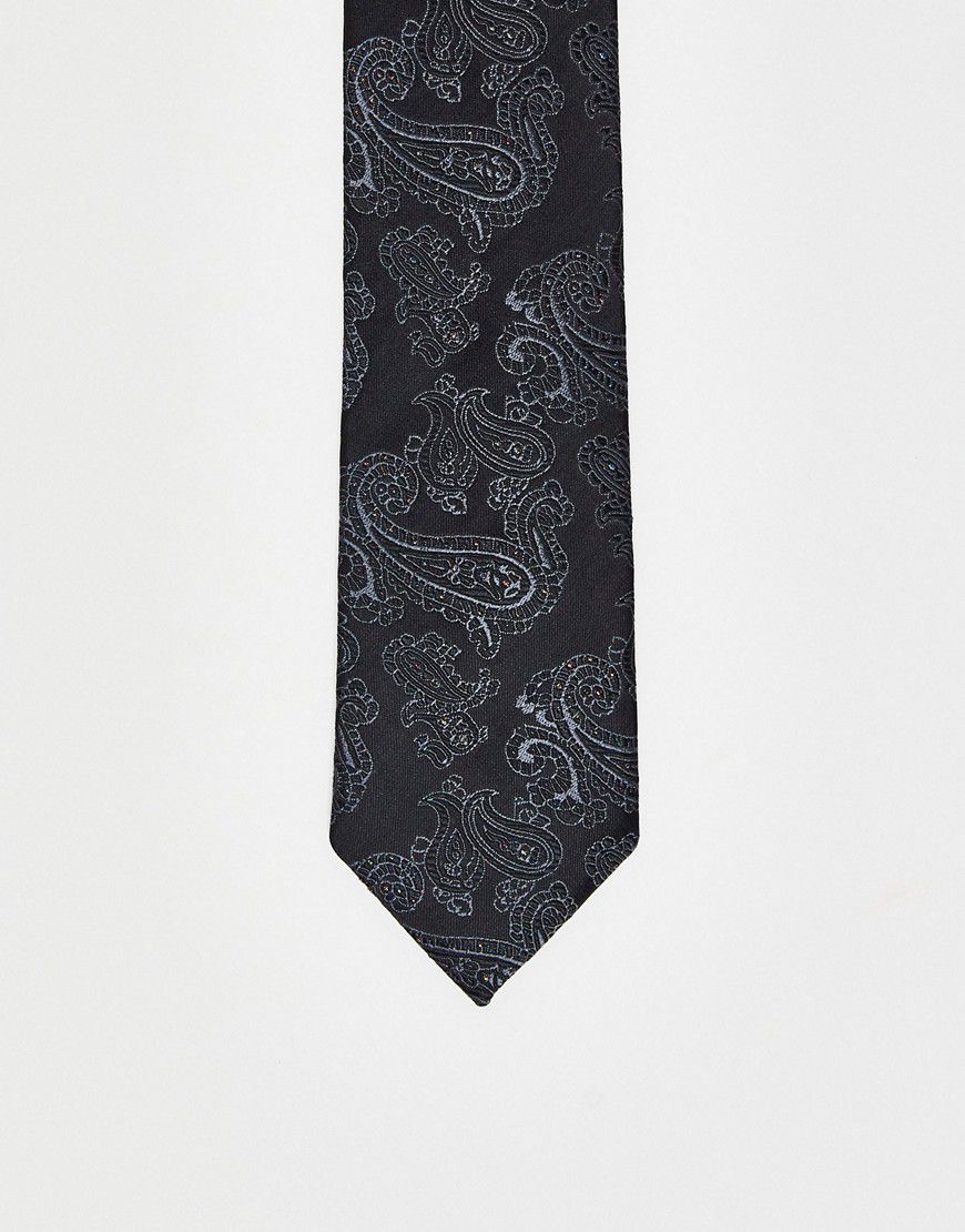 Cravatta nera con stampa cachemire - Harry Brown - Modalova