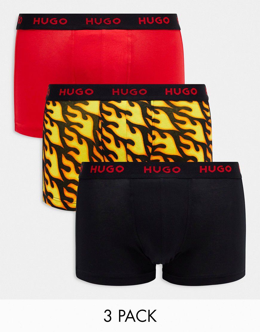 HUGO Bodywear - Confezione da 3 paia di boxer aderenti blu navy con logo sulla fascia in vita - Hugo Red - Modalova