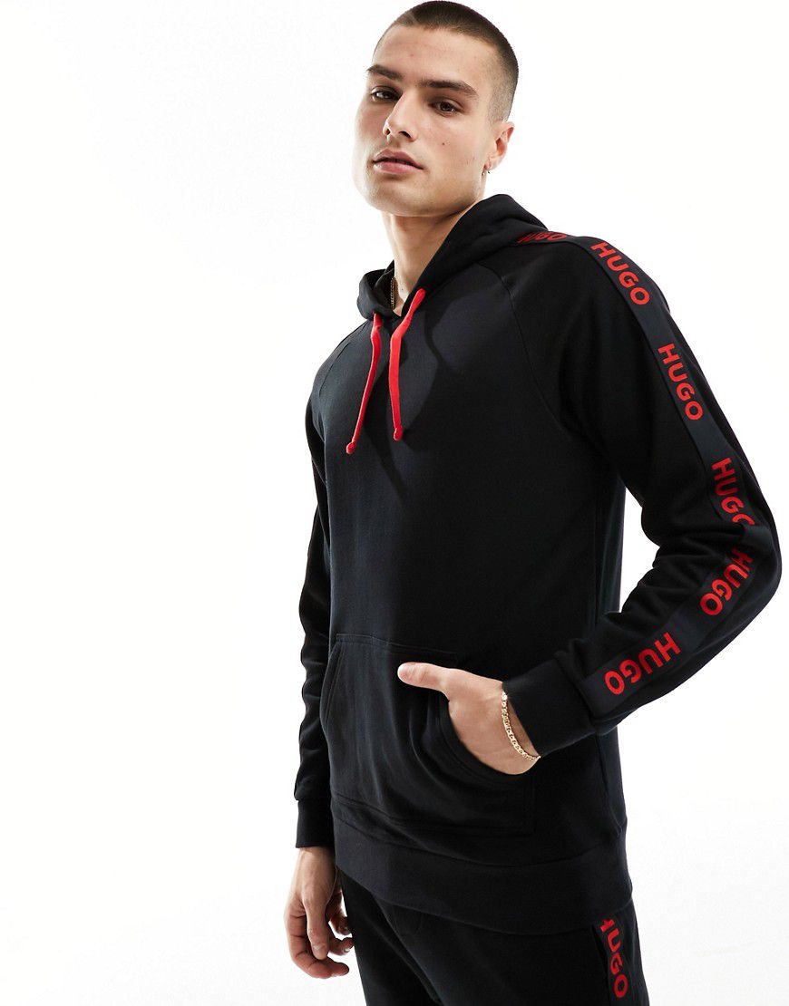 HUGO - Bodywear - Felpa con cappuccio sportiva nera con logo - Hugo Red - Modalova