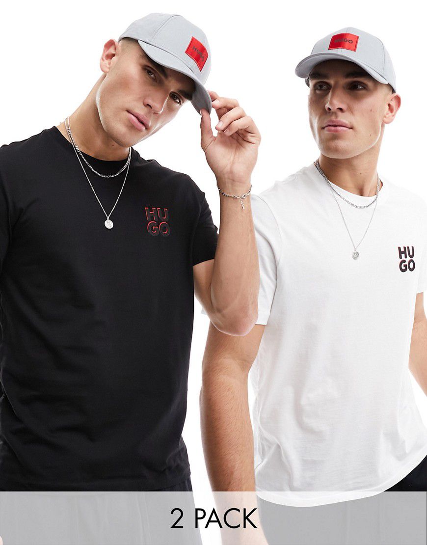 HUGO - Dimento - Confezione da 2 T-shirt nere e bianche - Hugo Red - Modalova