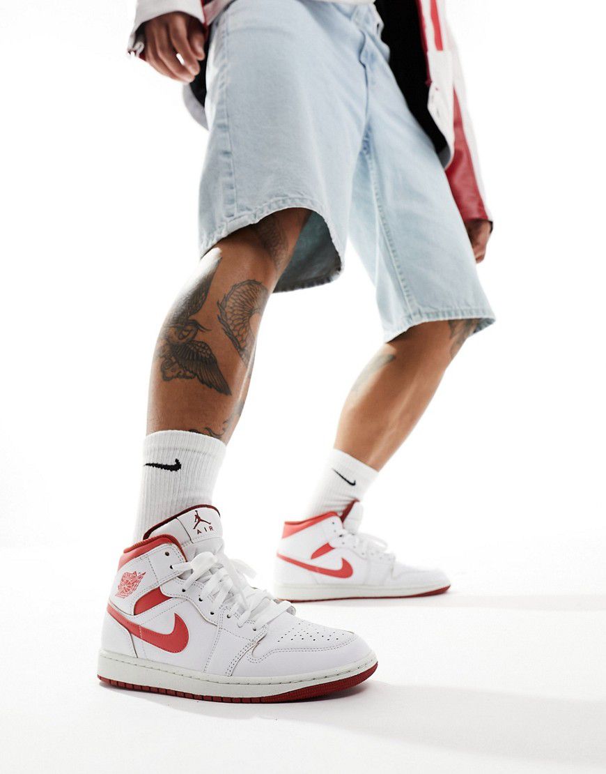 Air 1 Mid - Sneakers alte bianche e rosse - Jordan - Modalova