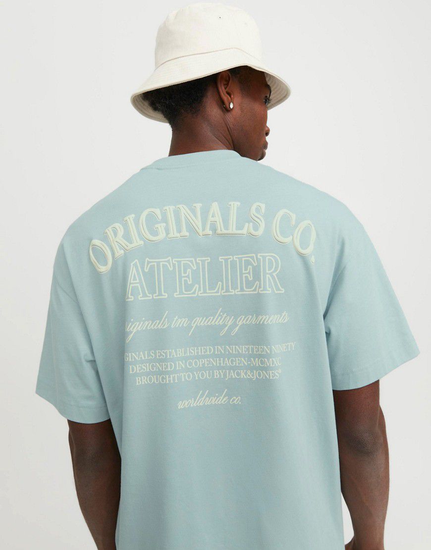 T-shirt color menta oversize con stampa "Atelier" sul retro - Jack & Jones - Modalova