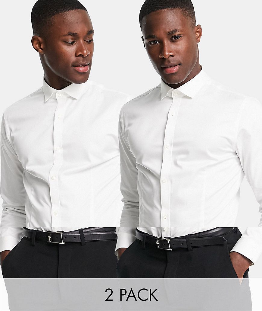 Premium - Confezione da 2 camicie eleganti in popeline con colletto alla francese - Jack & Jones - Modalova
