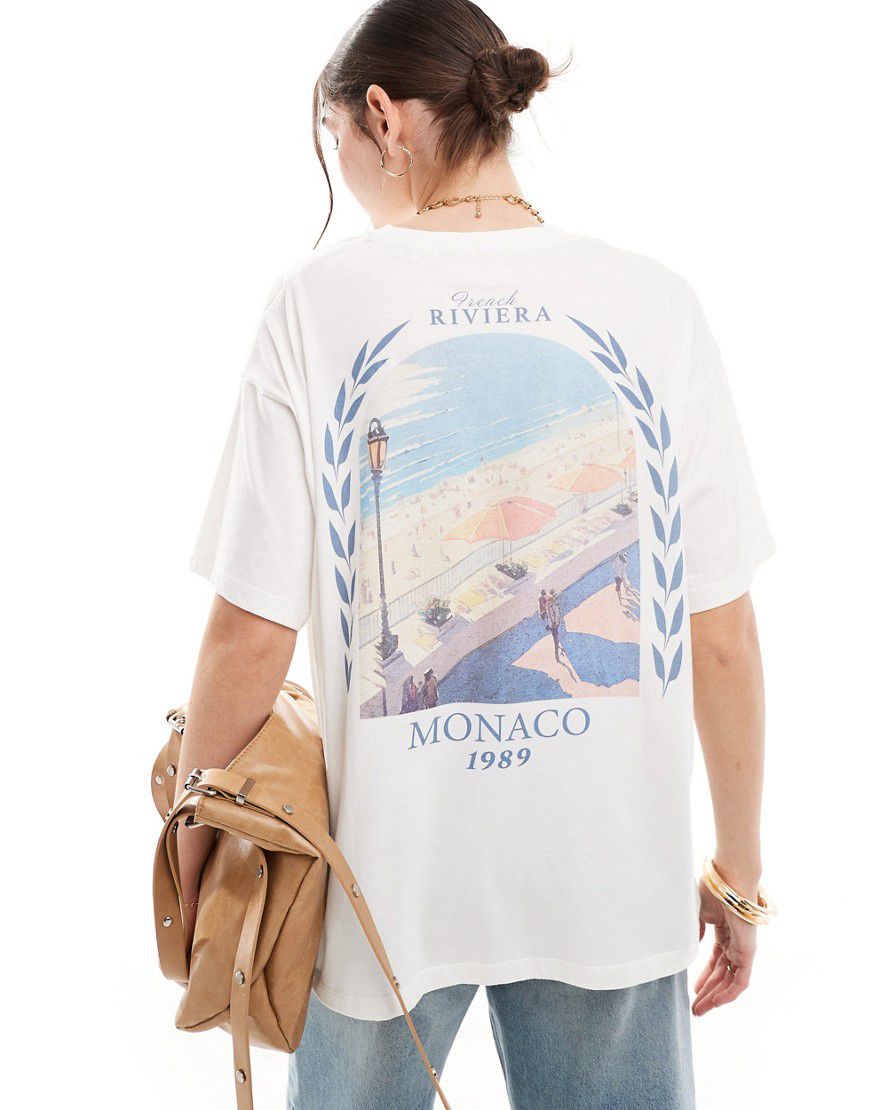 T-shirt oversize bianca con stampa "Monaco" sul retro - JJXX - Modalova