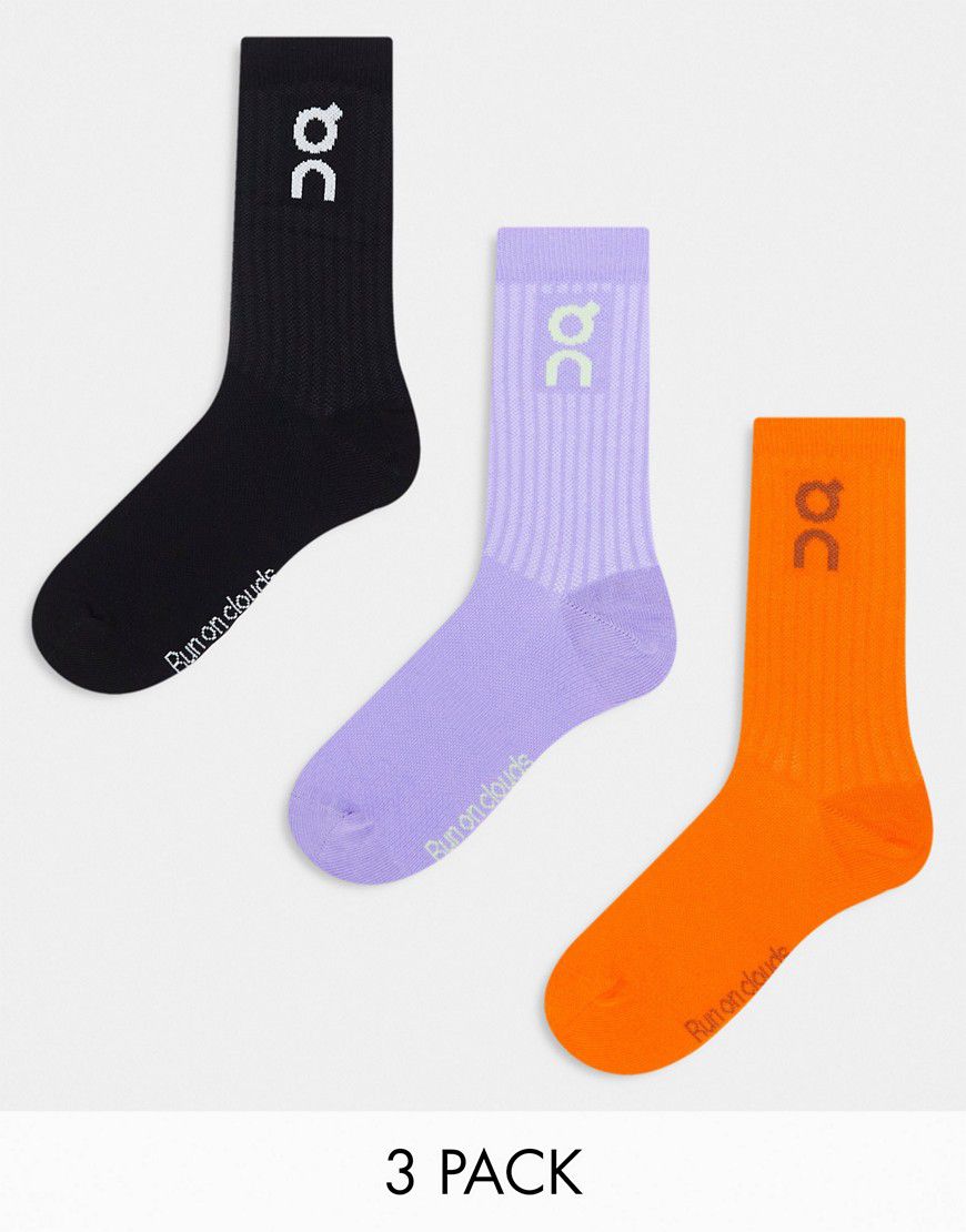 ON - Confezione da 3 paia di calzini con logo viola, arancione e nero - On Running - Modalova