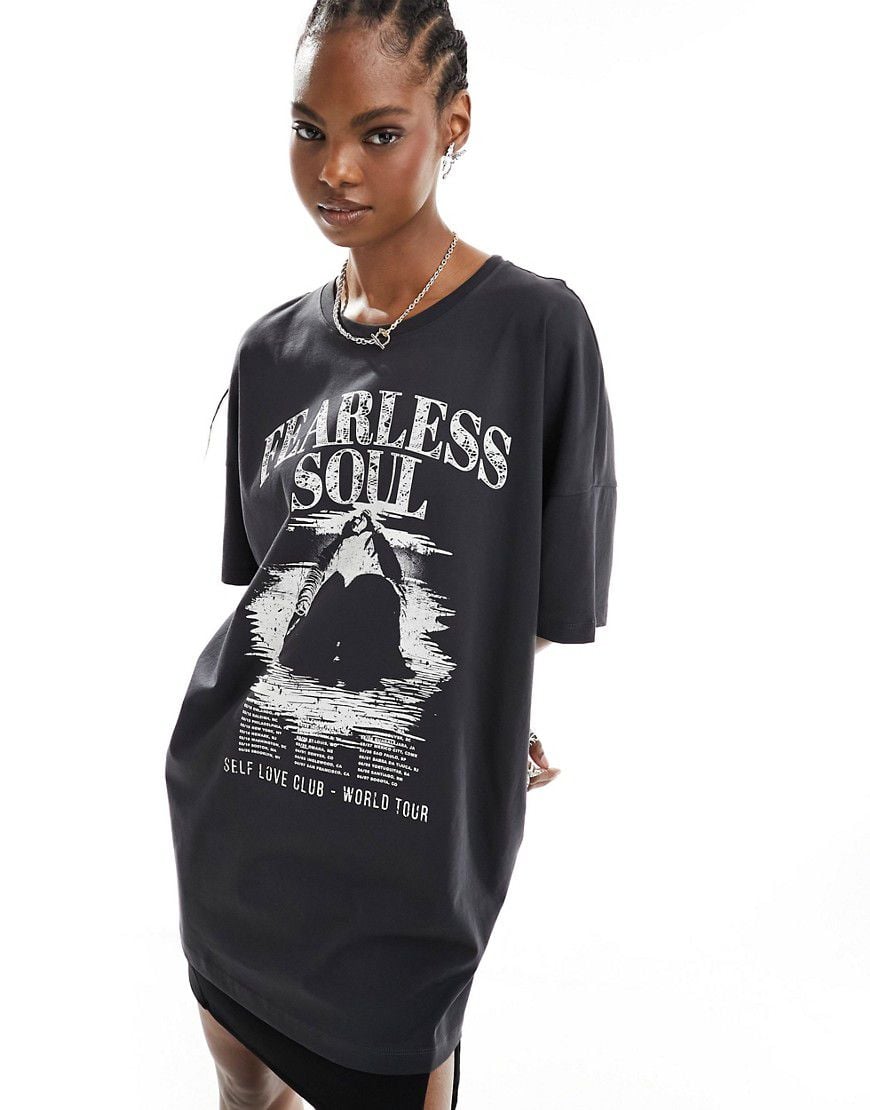 T-shirt slavato oversize con stampa "Fearless Soul" - ONLY - Modalova