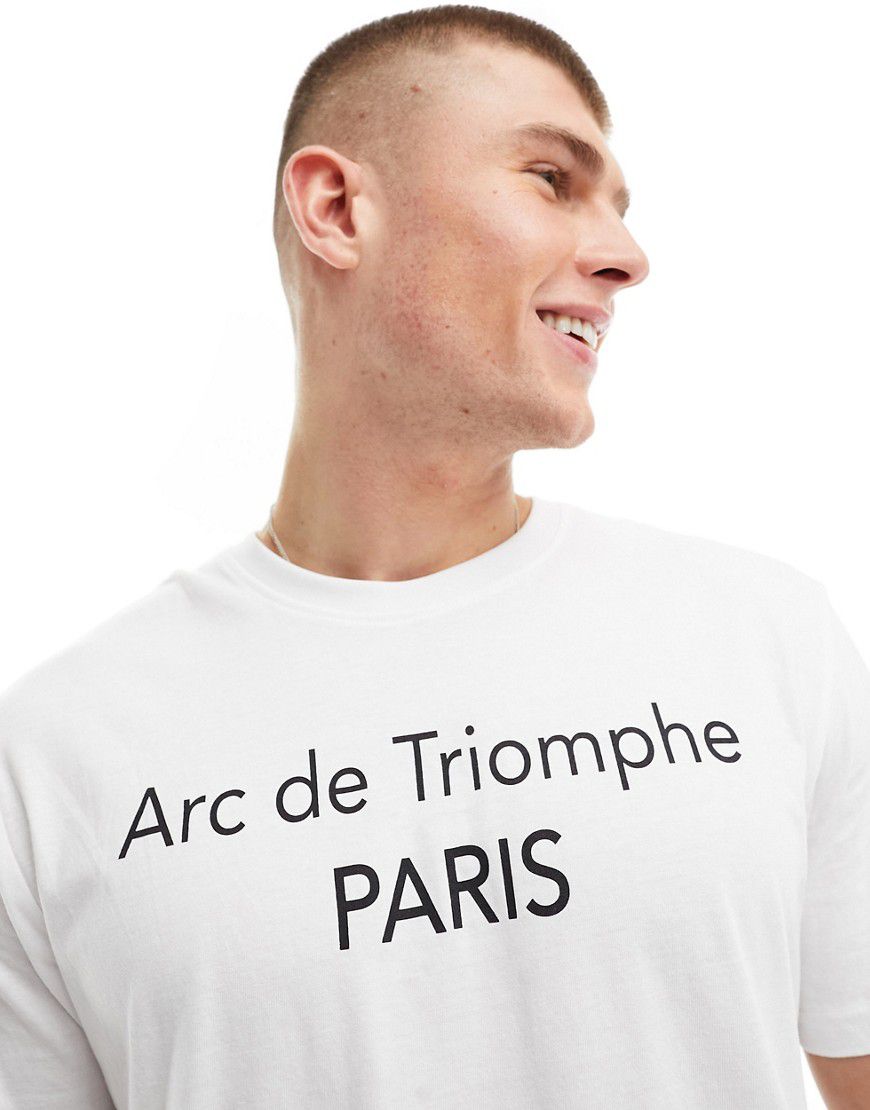 T-shirt bianca con stampa Paris - ONLY & SONS - Modalova