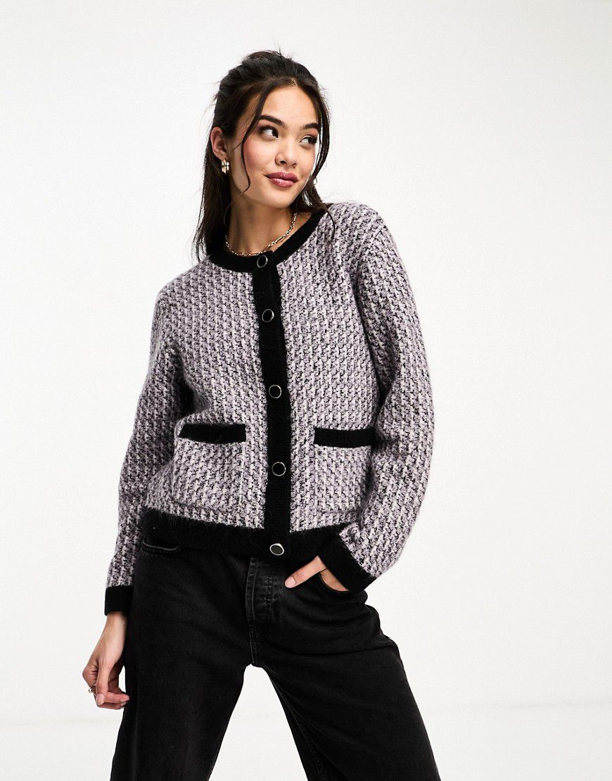 Cardigan in maglia effetto tweed con finiture a contrasto in lana di alpaca - Other Stories - Modalova