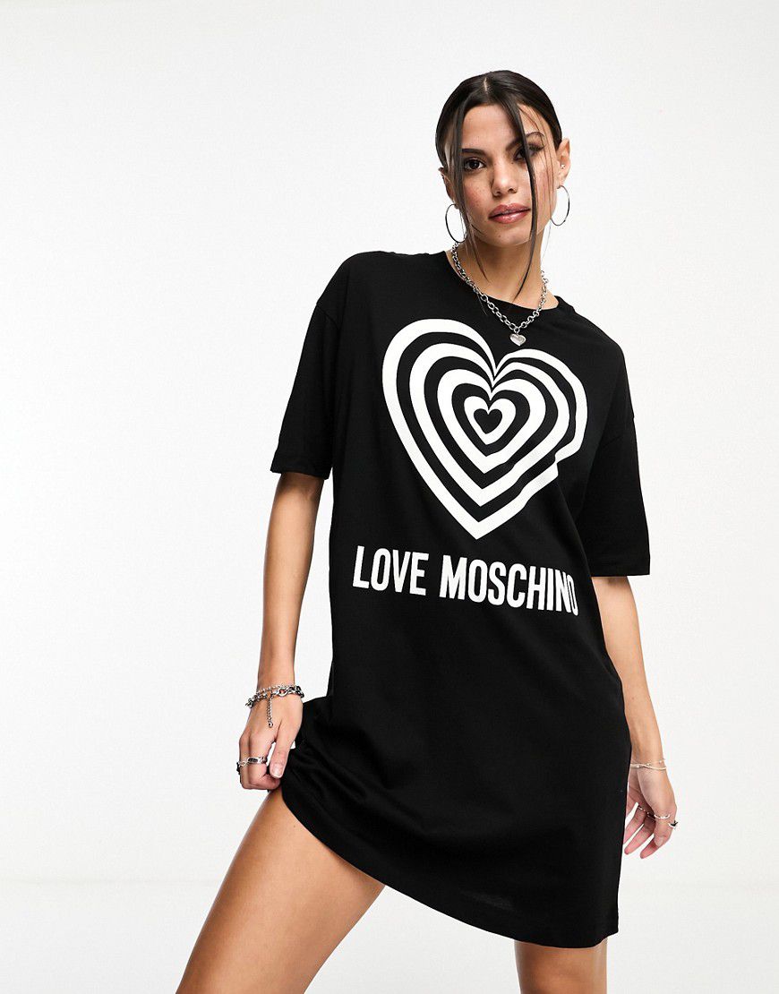 Vestito T-shirt con logo a cuore - Love Moschino - Modalova