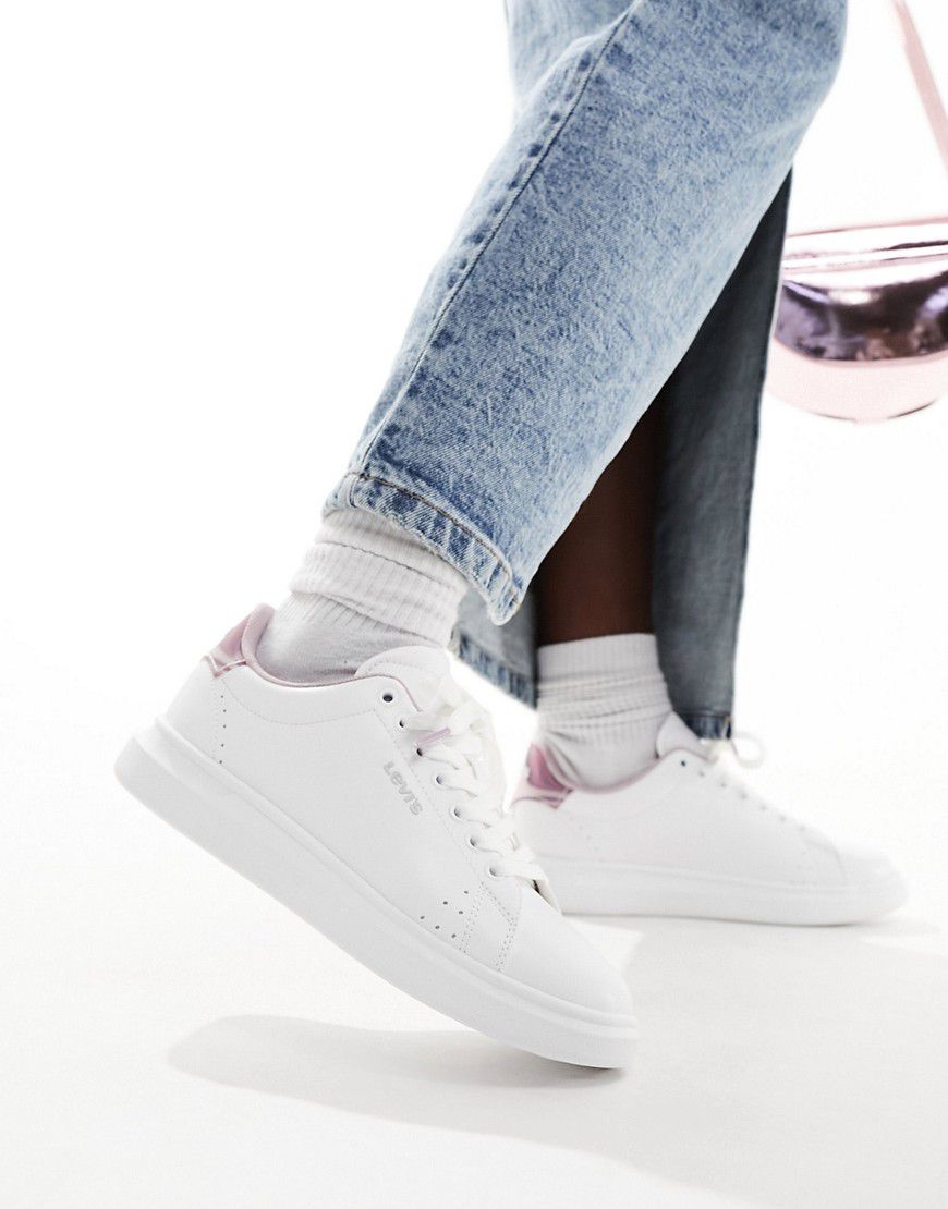 Ellis - Sneakers in pelle bianca con logo e parte posteriore rosa - Levi's - Modalova