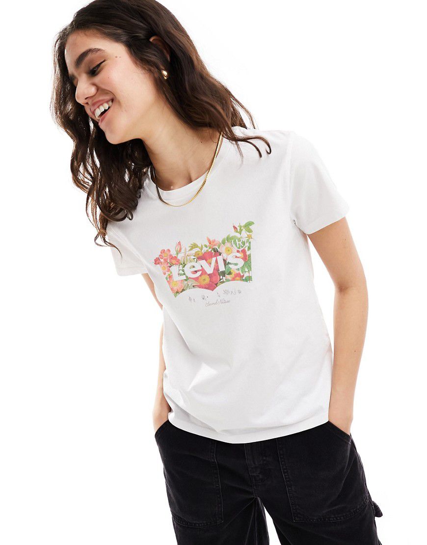 T-shirt bianca con logo batwing floreale - Levi's - Modalova