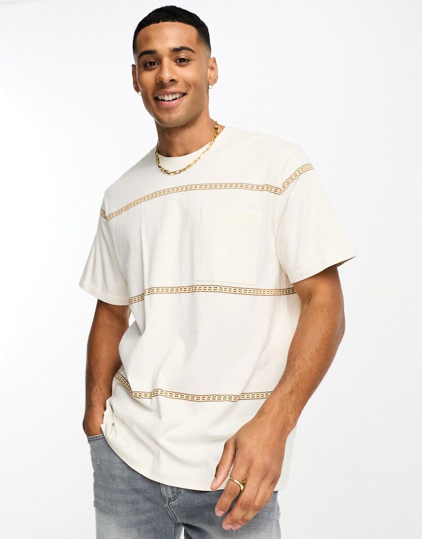 T-shirt color crema a righe con tasca con logo - Levi's - Modalova