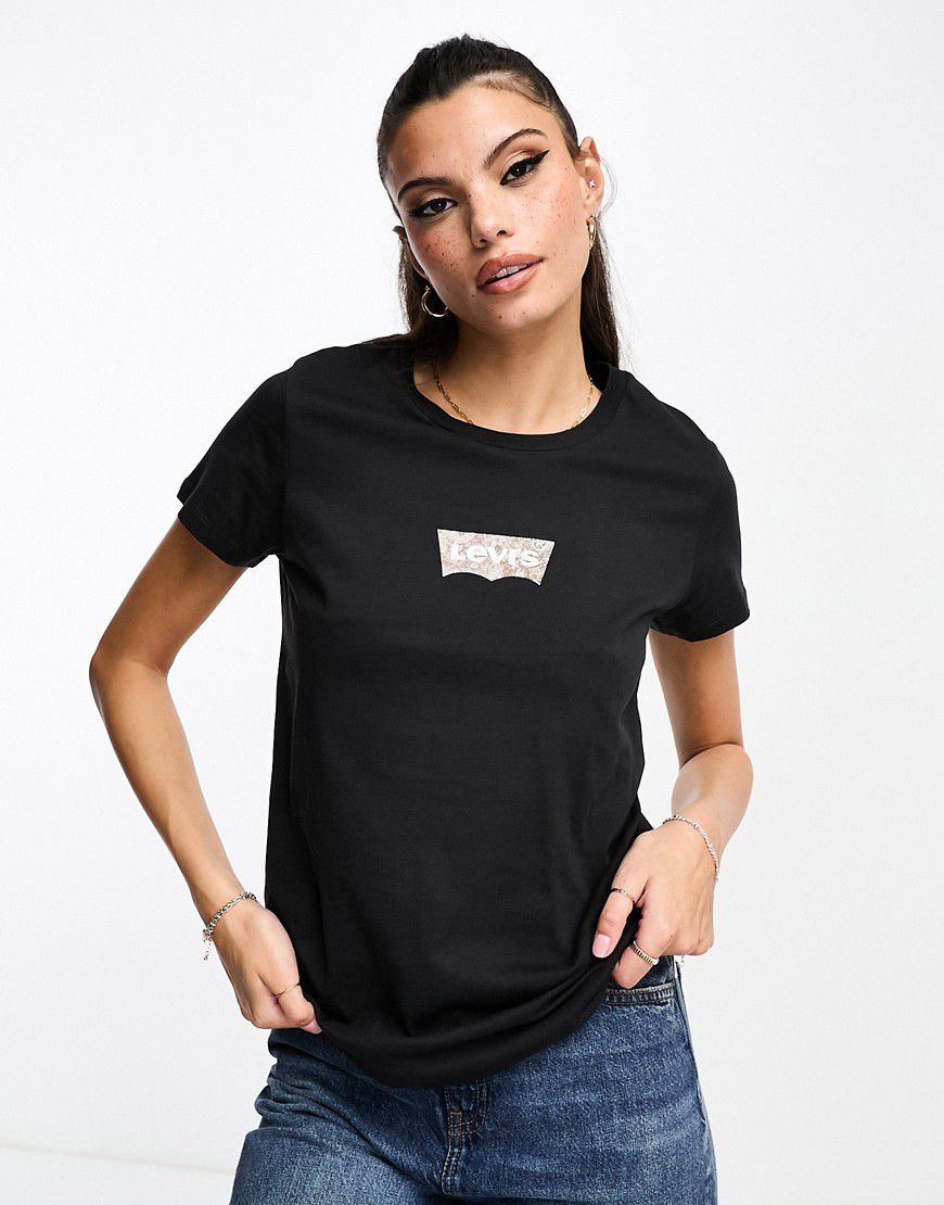 T-shirt nera con logo floreale - Levi's - Modalova