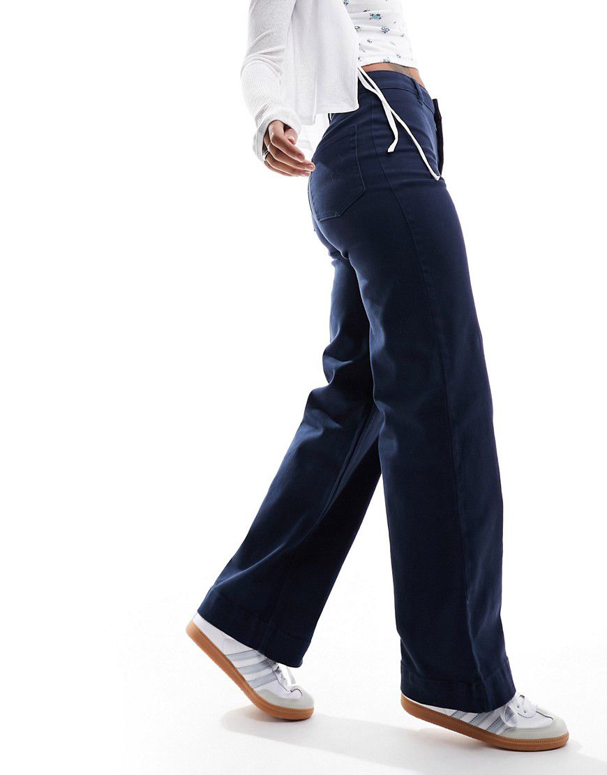 Pantaloni elasticizzati in cotone a fondo ampio - Monki - Modalova