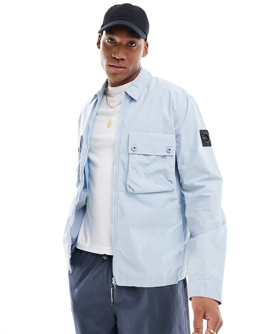 Camicia giacca in cotone slavato parachute color azzurro - Marshall Artist - Modalova