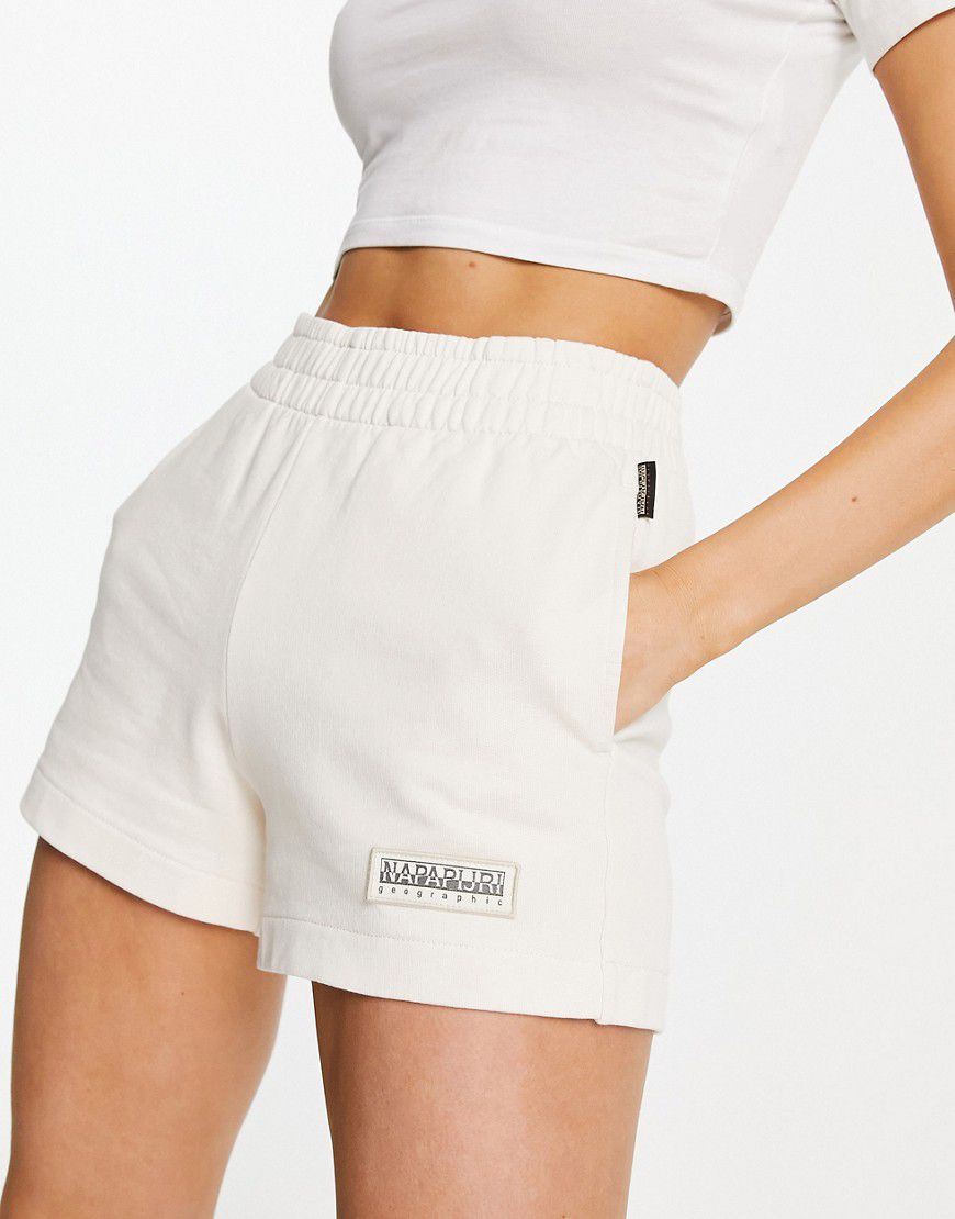 Morgex - Pantaloncini premium a vita alta in pile sporco con logo tono su tono - Napapijri - Modalova