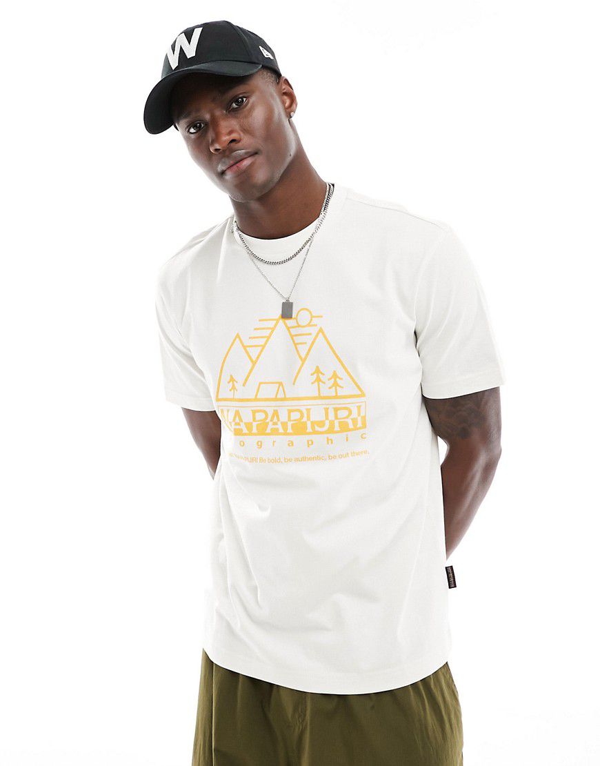 Faber - T-shirt sporco con grafica di montagna - Napapijri - Modalova