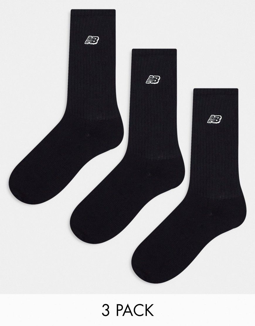 Confezione da 3 paia di calzini neri con logo ricamato - New Balance - Modalova