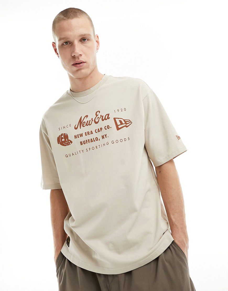 T-shirt color écru con stampa - New Era - Modalova