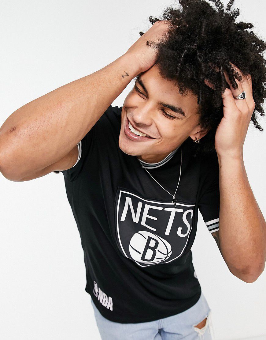 Brooklyn Nets - T-shirt nera oversize in rete - New Era - Modalova