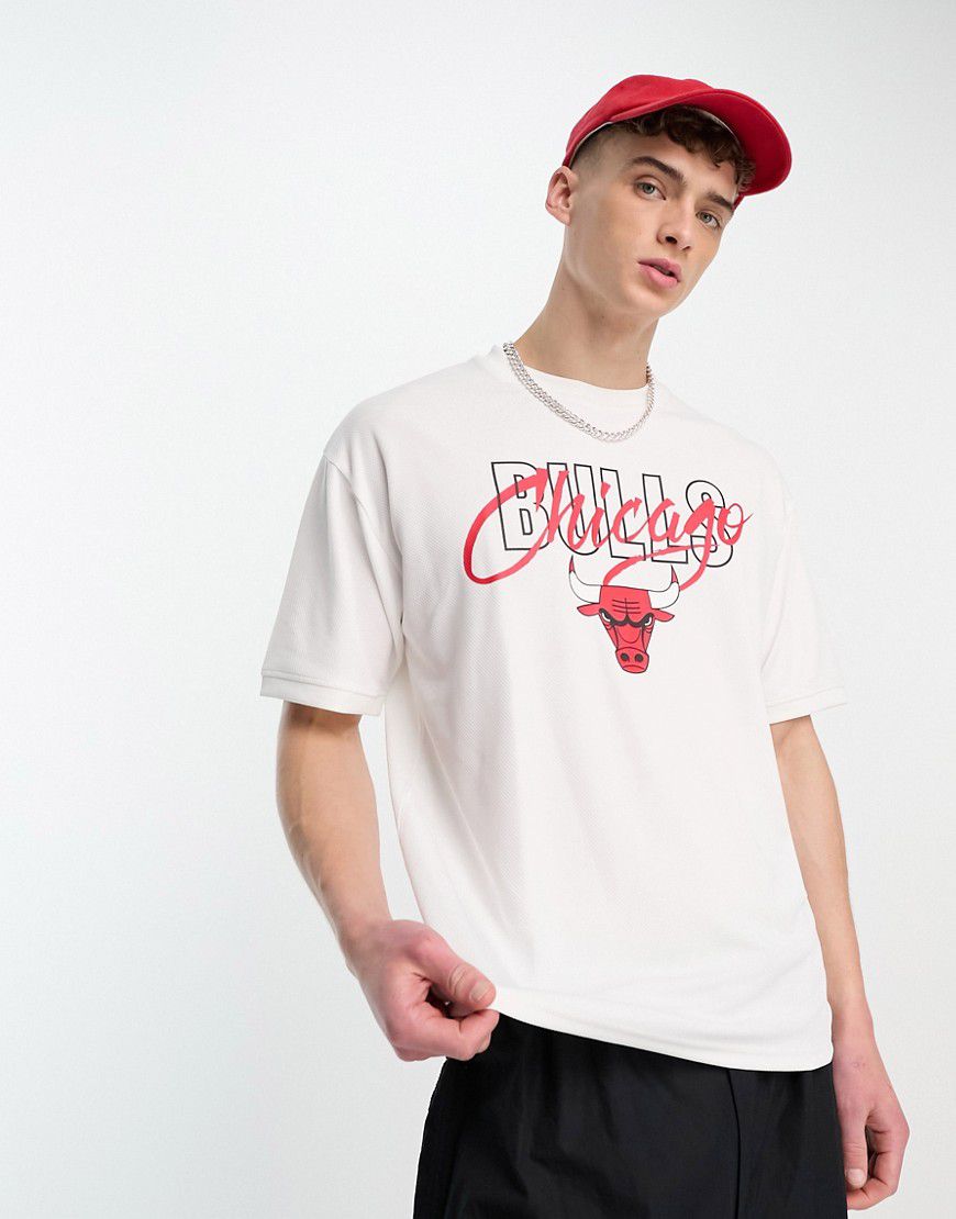 Chicago Bulls - T-shirt in rete bianca con scritta - New Era - Modalova