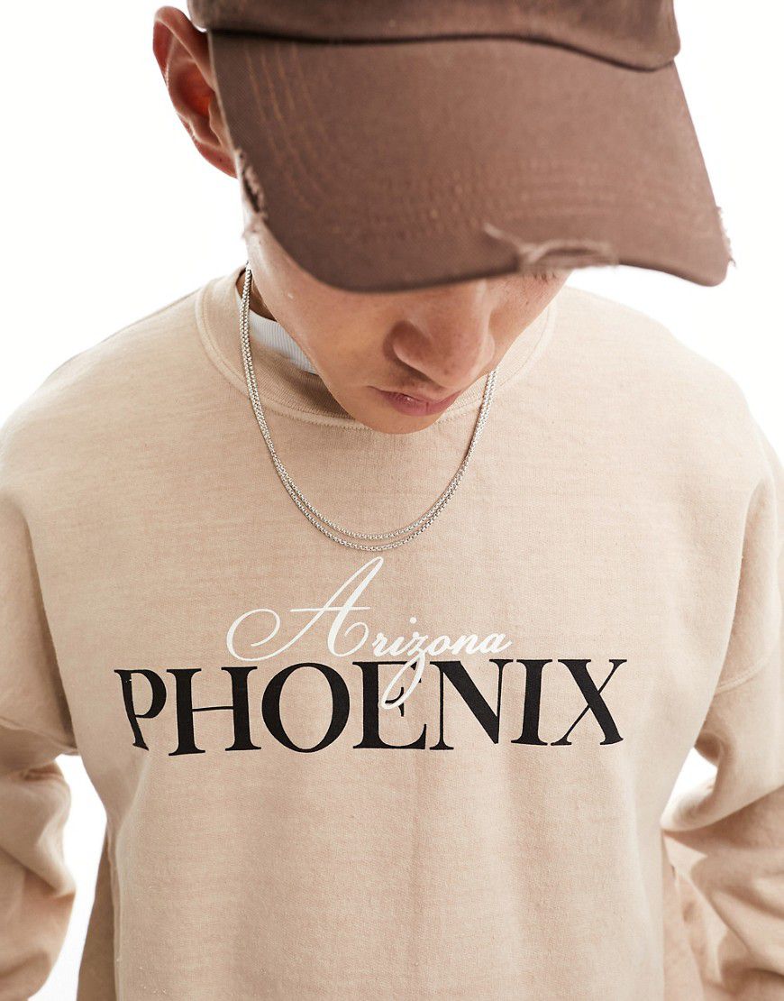 Felpa color pietra con stampa "Phoenix" - New Look - Modalova