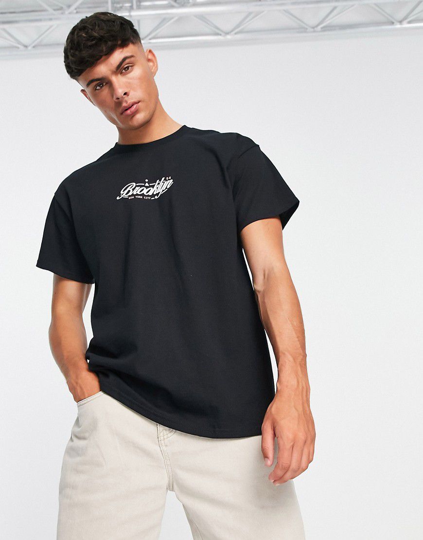 T-shirt nera con stampa "Brooklyn" - New Look - Modalova