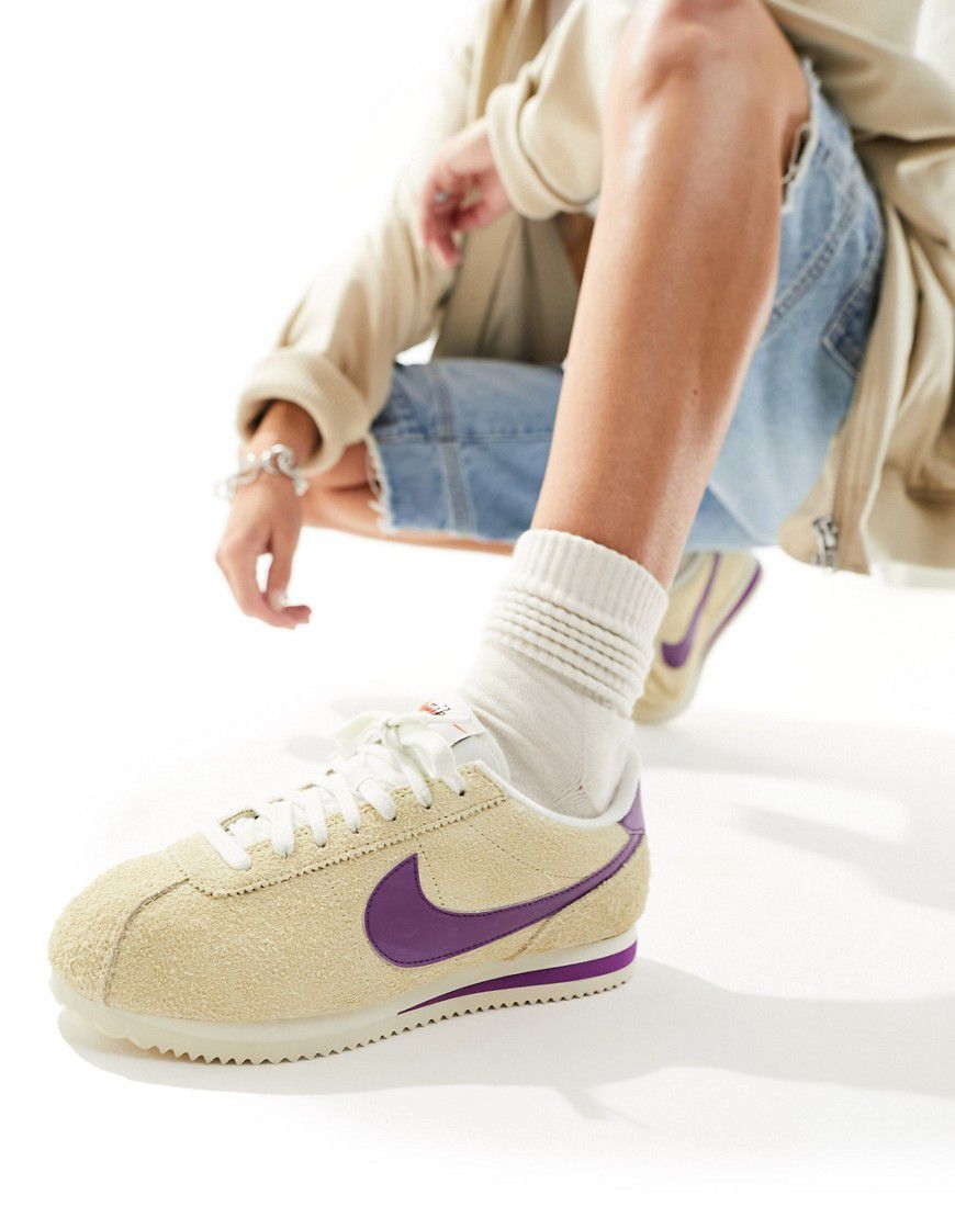 Cortez Vintage - Sneakers unisex in camoscio beige e viola - Nike - Modalova