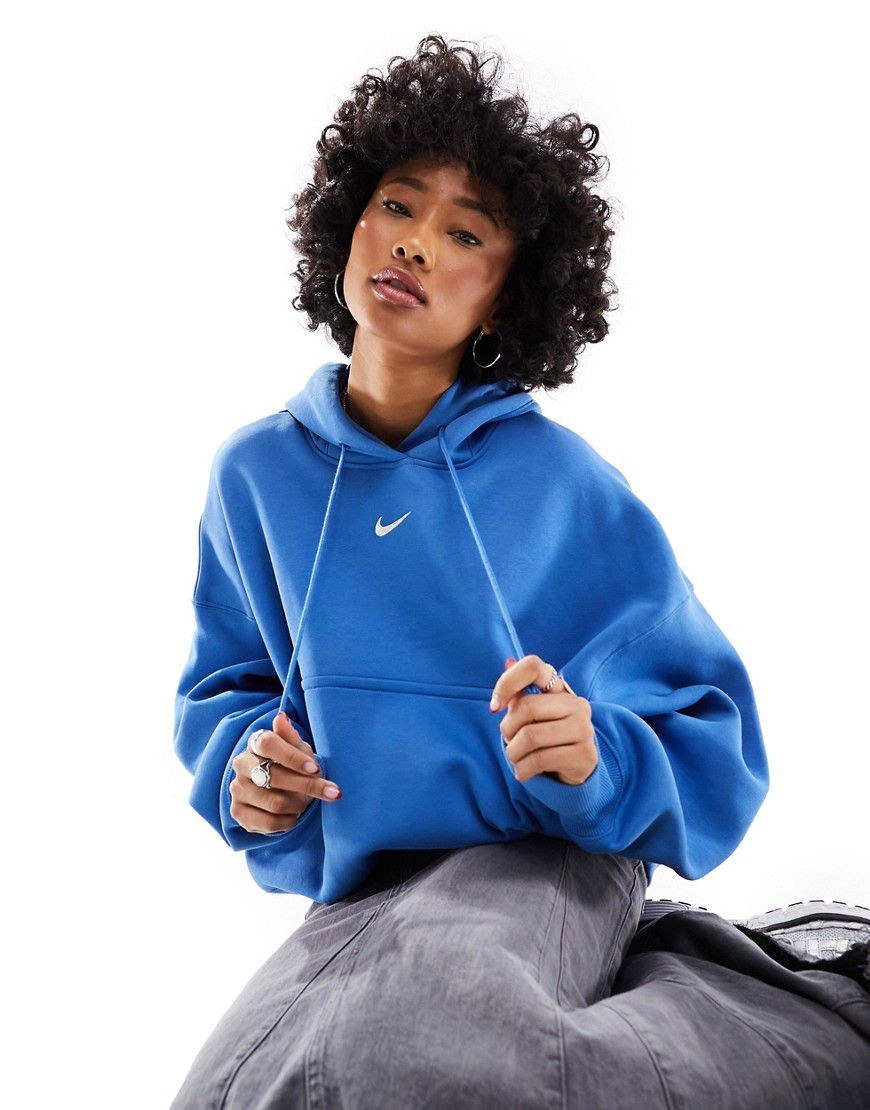 Felpa corta super oversize color star con cappuccio e logo piccolo - Nike - Modalova