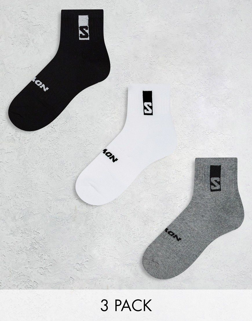 Confezione da 3 paia di calze unisex alla caviglia per ogni giorno bianche, nere e grigie - Salomon - Modalova
