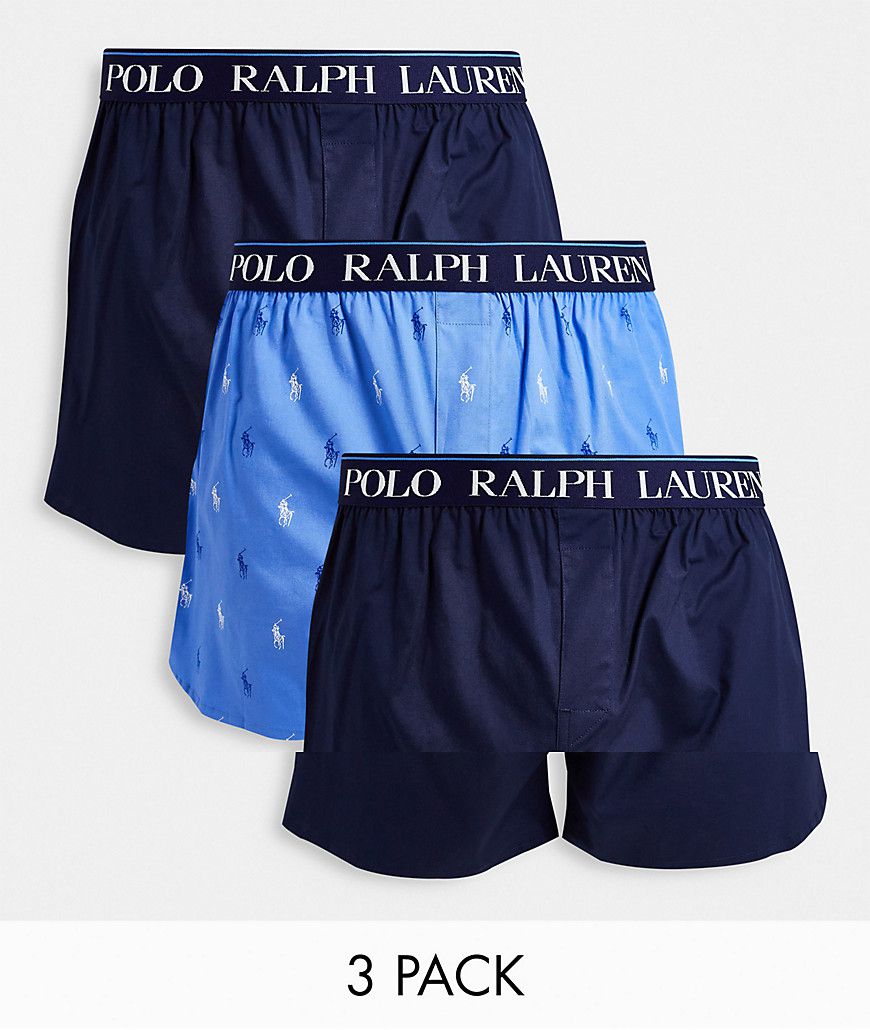 Confezione da 3 boxer navy con elastico in vita con logo - Polo Ralph Lauren - Modalova
