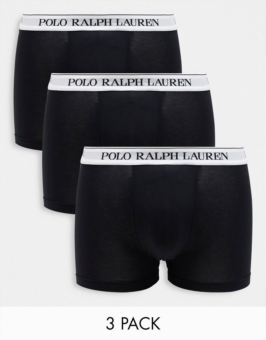 Confezione da 3 paia di boxer aderenti neri con elastico in vita con logo - Polo Ralph Lauren - Modalova