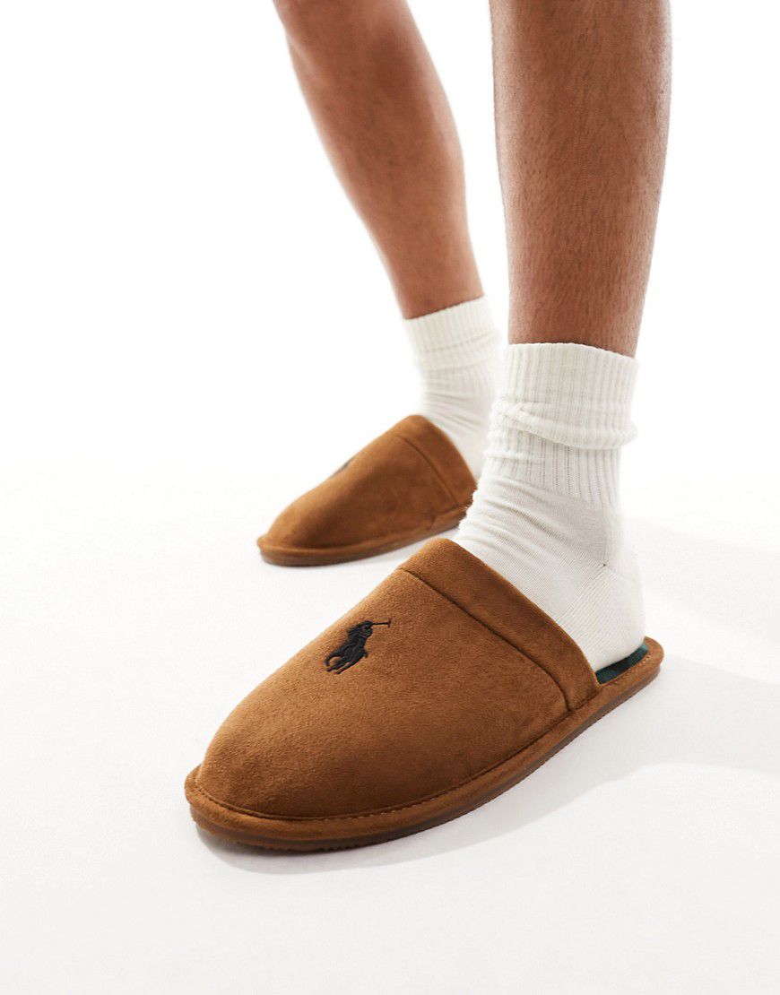 Pantofole color cuoio con logo nero - Polo Ralph Lauren - Modalova