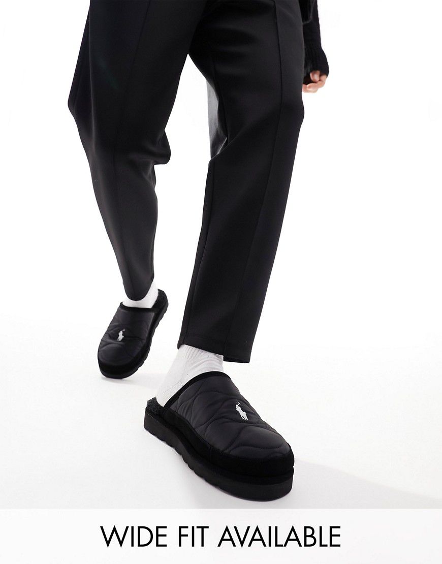Pantofole imbottite nere con logo - Polo Ralph Lauren - Modalova
