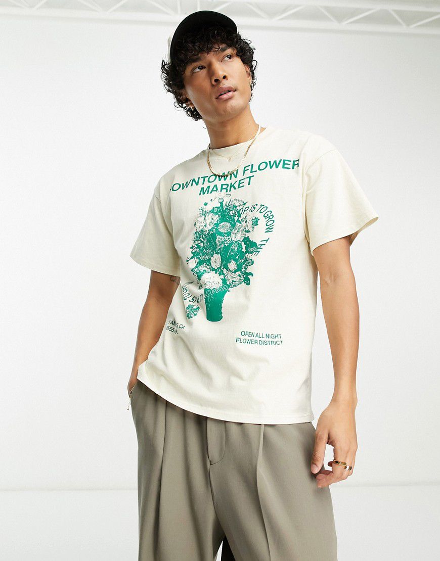 T-shirt color crema con stampa di fiori - PACSUN - Modalova